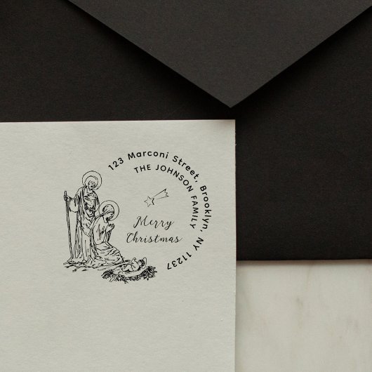 Frohe Weihnachts-Krippe-Rücksendeadresse Permastempel