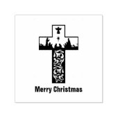 Frohe Weihnachts-Krippe-Silhouette Permastempel (Design)