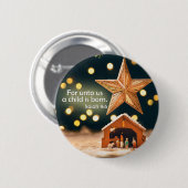 Frohe Weihnachts-Krippe unter Star Button (Vorne & Hinten)