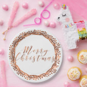 Frohe Weihnachts-Kupfer-Look Beeren Kranz-Design Pappteller (Party)