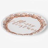 Frohe Weihnachts-Kupfer-Look Beeren Kranz-Design Pappteller (Schrägansicht)