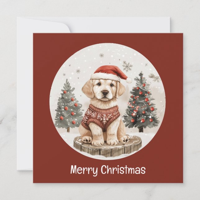 Frohe Weihnachts Labrador Retriever Puppy (Vorderseite)