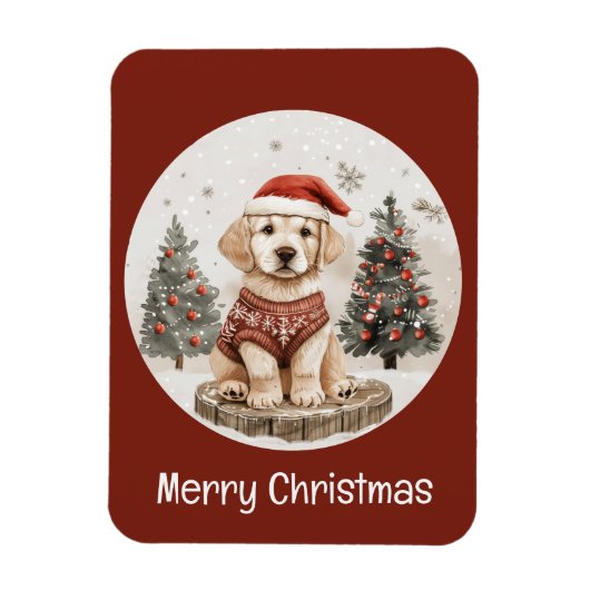 Frohe Weihnachts Labrador Retriever Puppy Magnet (Vertikal)