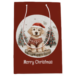 Frohe Weihnachts Labrador Retriever Puppy Mittlere Geschenktüte