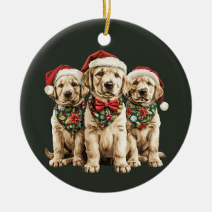 Frohe Weihnachts Labrador Retriever Santa Puppy Do Keramik Ornament
