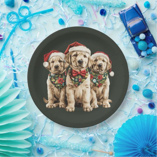 Frohe Weihnachts Labrador Retriever Santa Puppy Do Pappteller (Party)