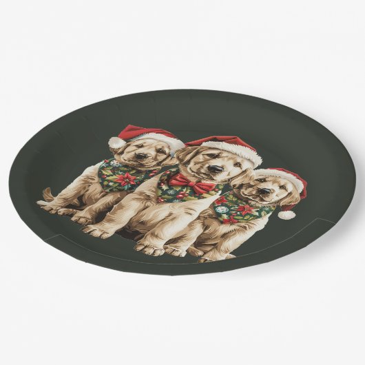 Frohe Weihnachts Labrador Retriever Santa Puppy Do Pappteller (Schrägansicht)