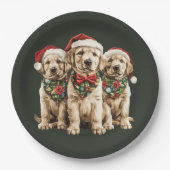 Frohe Weihnachts Labrador Retriever Santa Puppy Do Pappteller (Vorderseite)