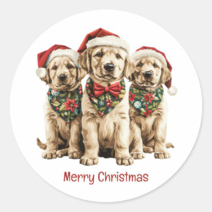 Frohe Weihnachts Labrador Retriever Santa Puppy Do Runder Aufkleber