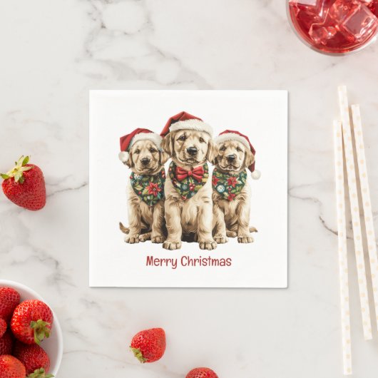 Frohe Weihnachts Labrador Retriever Santa Puppy Do Serviette (Beispiel)