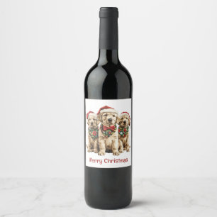 Frohe Weihnachts Labrador Retriever Santa Puppy Do Weinetikett