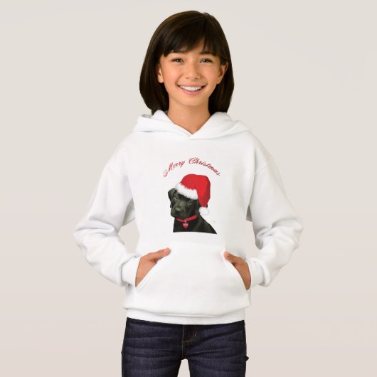 Frohe Weihnachts-Labrador-Weihnachtsmannmütze Hoodie (Vorne ganz)
