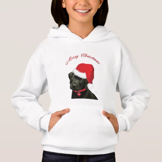 Frohe Weihnachts-Labrador-Weihnachtsmannmütze Hoodie (Vorderseite)