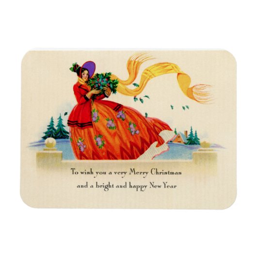 Frohe Weihnachts Lady Flexible Magnet (Horizontal)