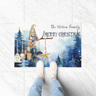 Frohe Weihnachts Lady Gnome auf Blue Forest Fußmatte