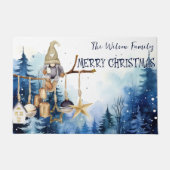 Frohe Weihnachts Lady Gnome auf Blue Forest Fußmatte (Vorderseite)