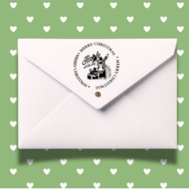 Frohe Weihnachts Land Donkey Thema Permastempel