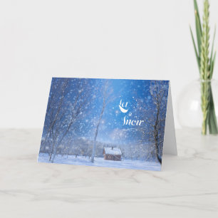 Frohe Weihnachts-Land-Log-Kabine mit Schnee Feiertagskarte