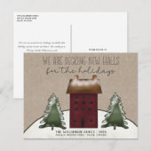 Frohe Weihnachts Land Saltbox Bäume Neue Zuhause Postkarte (Vorne/Hinten)