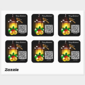 Frohe Weihnachts-Lantern-Bird QR-Code Quadratischer Aufkleber (Blatt)