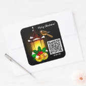 Frohe Weihnachts-Lantern-Bird QR-Code Quadratischer Aufkleber (Umschlag)