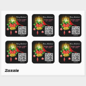 Frohe Weihnachts Lantern Kardinal Bird QR Code Quadratischer Aufkleber (Blatt)
