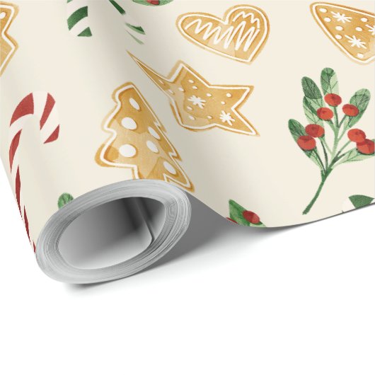 Frohe Weihnachts-Lebkuchen Geschenkpapier (Rolleneckpunkt)