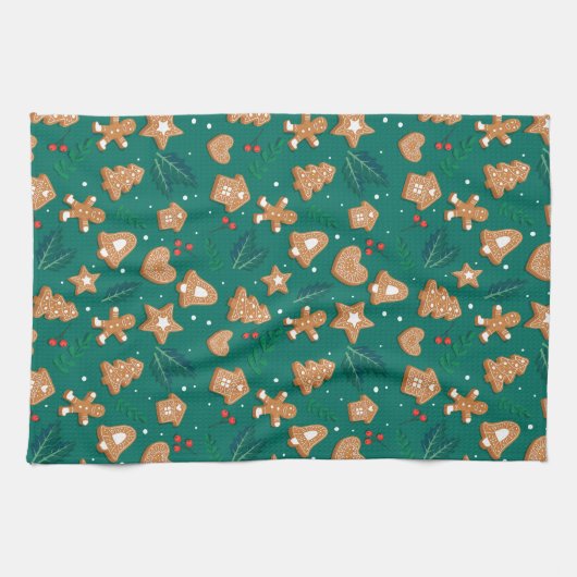 Frohe Weihnachts-Lebkuchen Geschirrtuch (Horizontal)