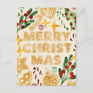 Frohe Weihnachts-Lebkuchen Kekse Mistletoe Pine Postkarte