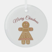 Frohe Weihnachts-Lebkuchen Lady Ornament Aus Glas (Vorderseite)