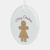 Frohe Weihnachts-Lebkuchen Lady Ornament Aus Glas (Vorderseite links)