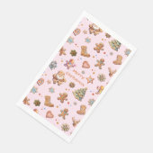 Frohe Weihnachts-Lebkuchen Niedlich Fun Pink Serviette (Ecke)