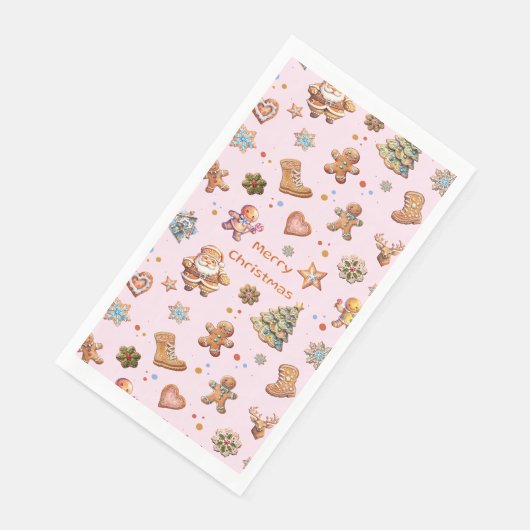 Frohe Weihnachts-Lebkuchen Niedlich Fun Pink Serviette (Ecke)