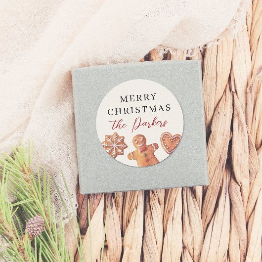 Frohe Weihnachts-Lebkuchen Runder Aufkleber