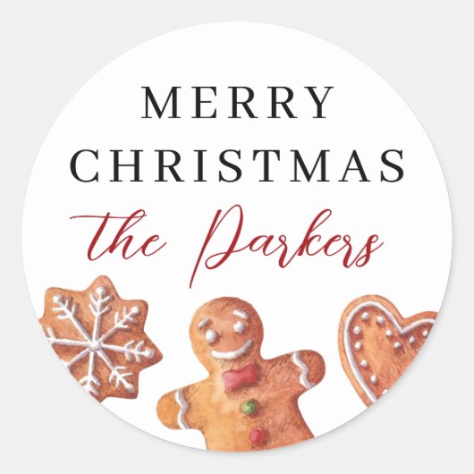 Frohe Weihnachts-Lebkuchen Runder Aufkleber (Vorderseite)