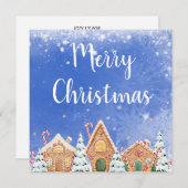 Frohe Weihnachts-Lebkuchenhaus mit Candy Canes Einladung (Vorne/Hinten)