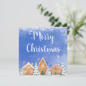 Frohe Weihnachts-Lebkuchenhaus mit Candy Canes Einladung (Stehend Vorderseite)