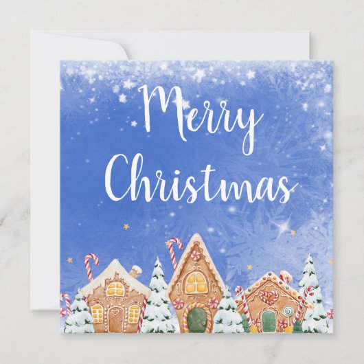 Frohe Weihnachts-Lebkuchenhaus mit Candy Canes Einladung (Vorderseite)