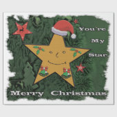 Frohe Weihnachts-Lebkuchenstar Geschenkpapier (Flach)