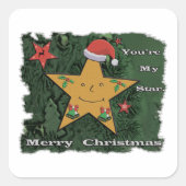 Frohe Weihnachts-Lebkuchenstar Quadratischer Aufkleber (Vorderseite)