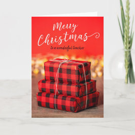 Frohe Weihnachts-Lehrer-Stapel der Geschenke auf R Feiertagskarte