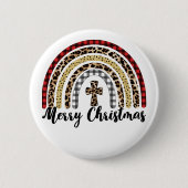 Frohe Weihnachts-Leopard Print Cross Button (Vorderseite)