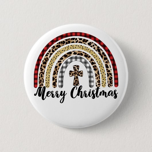 Frohe Weihnachts-Leopard Print Cross Button (Vorderseite)