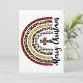 Frohe Weihnachts-Leopard Print Cross Feiertagskarte (Stehend Vorderseite)