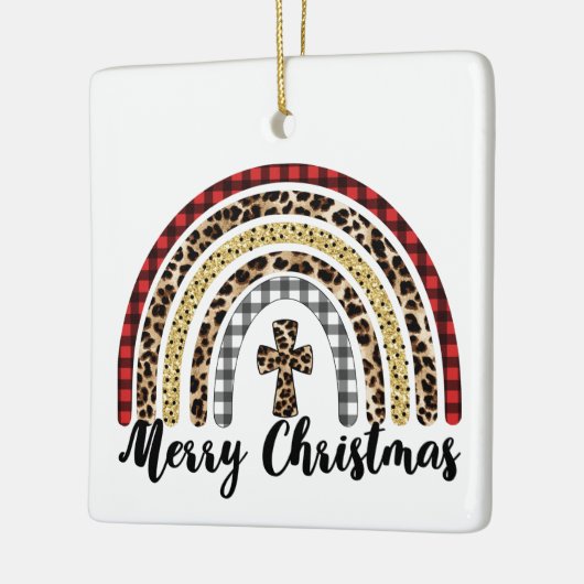 Frohe Weihnachts-Leopard Print Cross Keramikornament (Links)