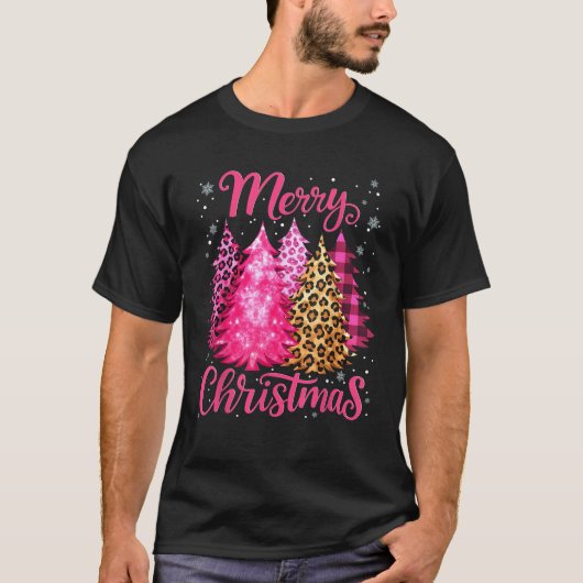 Frohe Weihnachts-Leopard-Schachtel Weihnachtsbaum T-Shirt (Vorderseite)