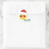 Frohe Weihnachts-Liebe Emoji Quadratischer Aufkleber (Tasche)