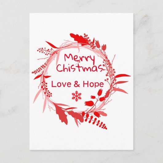 Frohe Weihnachts-Liebe & Hope-Karte Postkarte (Vorderseite)