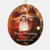 Frohe Weihnachts-Liebe Oma Opa Foto Keramik Ornament (Links)