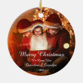Frohe Weihnachts-Liebe Oma Opa Foto Keramik Ornament (Hinten)